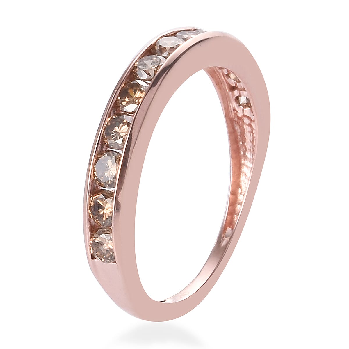 9K Rose Gold SGL Certified Champagne Diamond (I2) Band Ring 1.00 Ct. 6919090 4