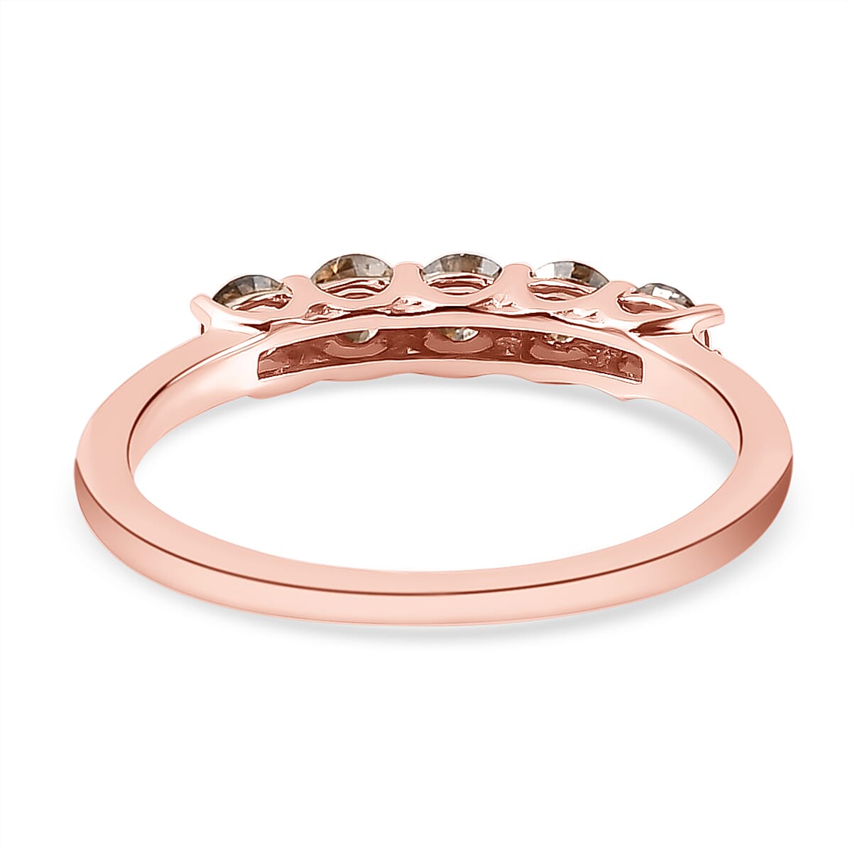 9K Rose Gold SGL Certified I3 Champagne Diamond 5 Stone Ring 0.50 Ct 3793344 4