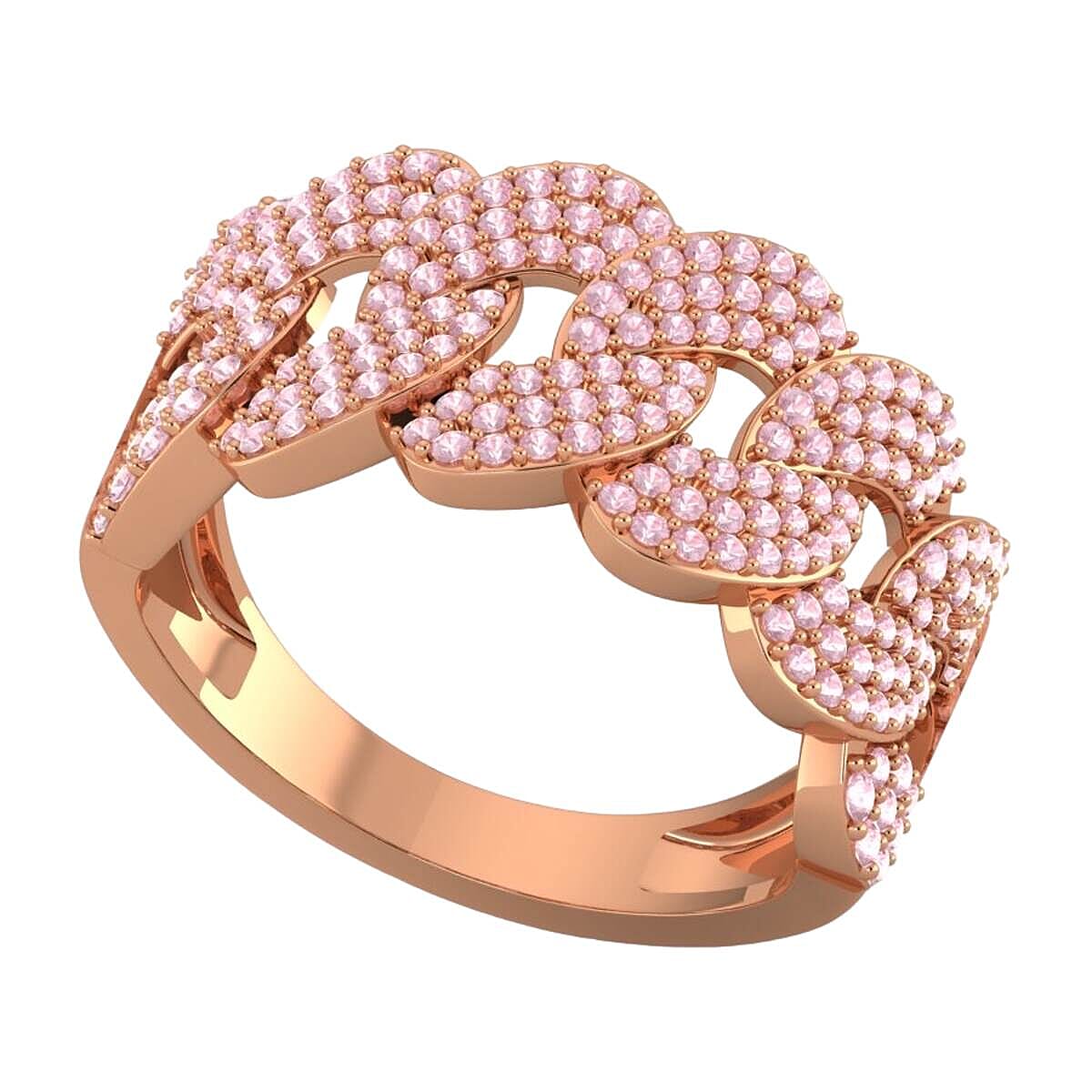 9K Rose Gold SGL Certified Natural Pink Diamond Curb Ring 1.00 Ct. Gold Wt  4 Gms 7893059 0