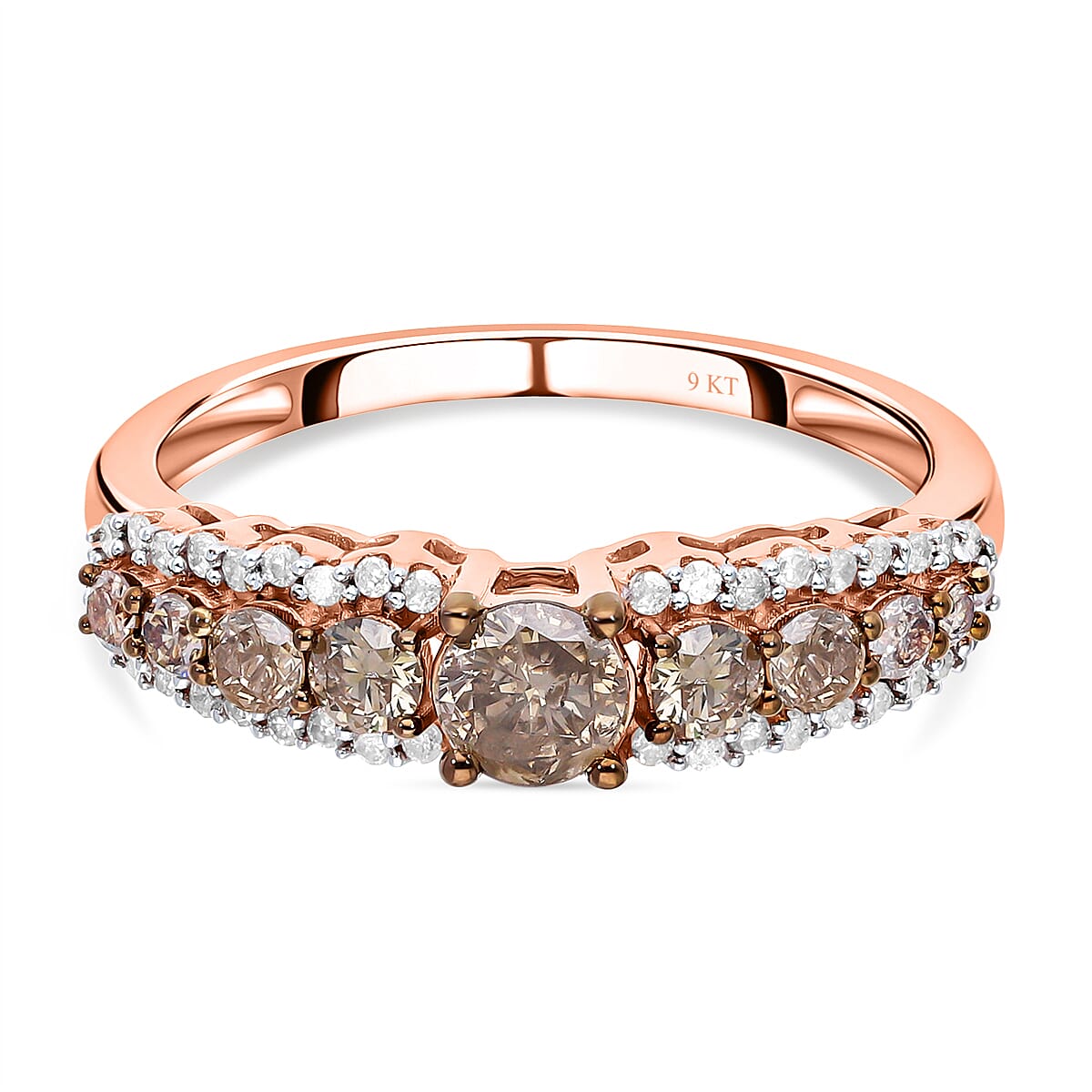 9K Rose Gold SGL Certified Natural Champagne Diamond and Diamond (G-H) Ring 1.00 Ct. 7193066 2
