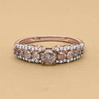 9K Rose Gold SGL Certified Natural Champagne Diamond and Diamond (G-H) Ring 1.00 Ct.