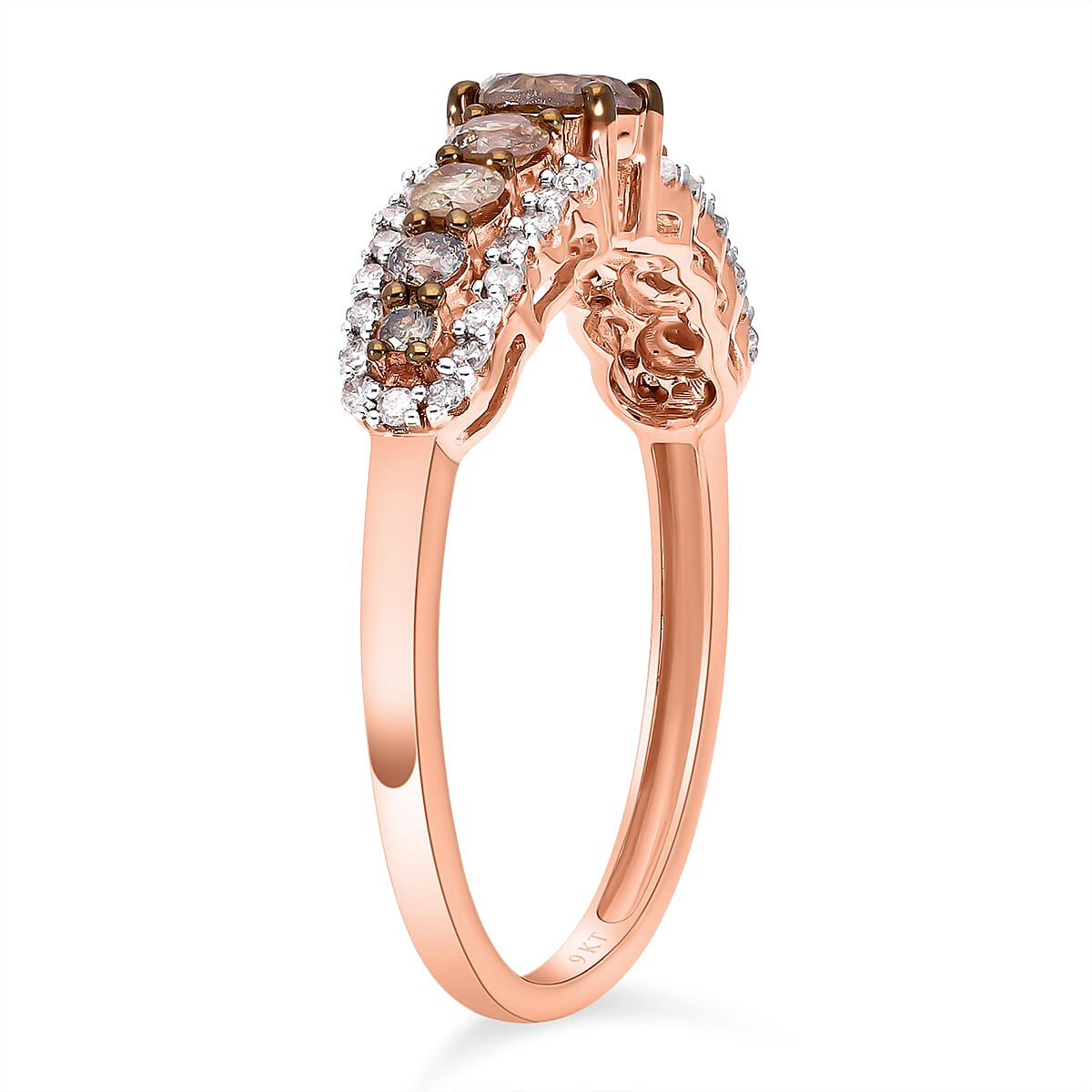 9K Rose Gold SGL Certified Natural Champagne Diamond and Diamond (G-H) Ring 1.00 Ct. 7193066 8