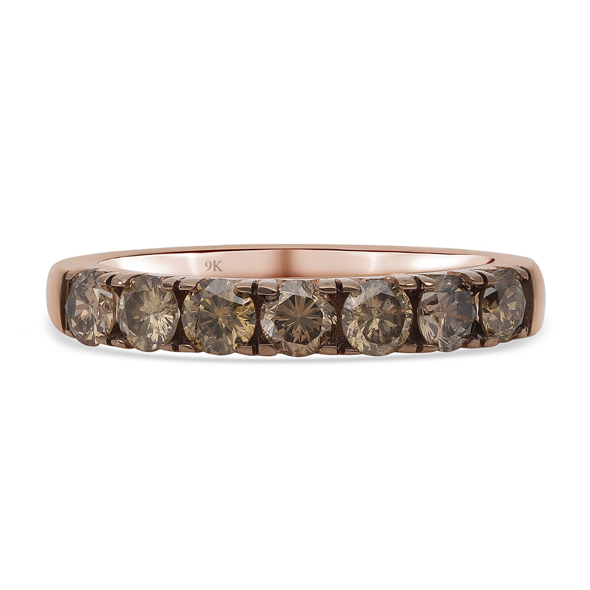 9K Rose Gold SGL Certified Natural Champagne Diamond (I3) Ring 1.00 Ct. 7281468 0