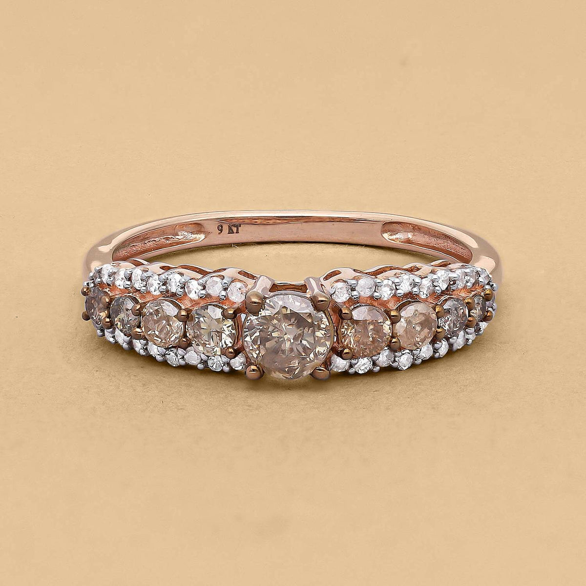 9K Rose Gold SGL Certified Natural Champagne Diamond and Diamond (G-H) Ring 1.00 Ct. 7193066 3