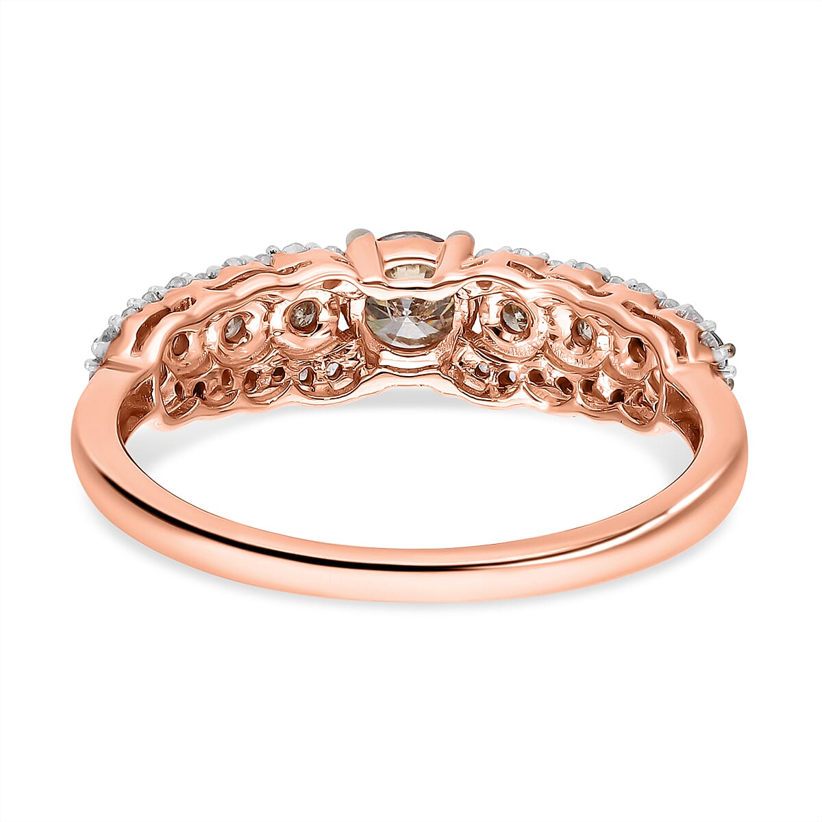 9K Rose Gold SGL Certified Natural Champagne Diamond and Diamond (G-H) Ring 1.00 Ct. 7193066 9