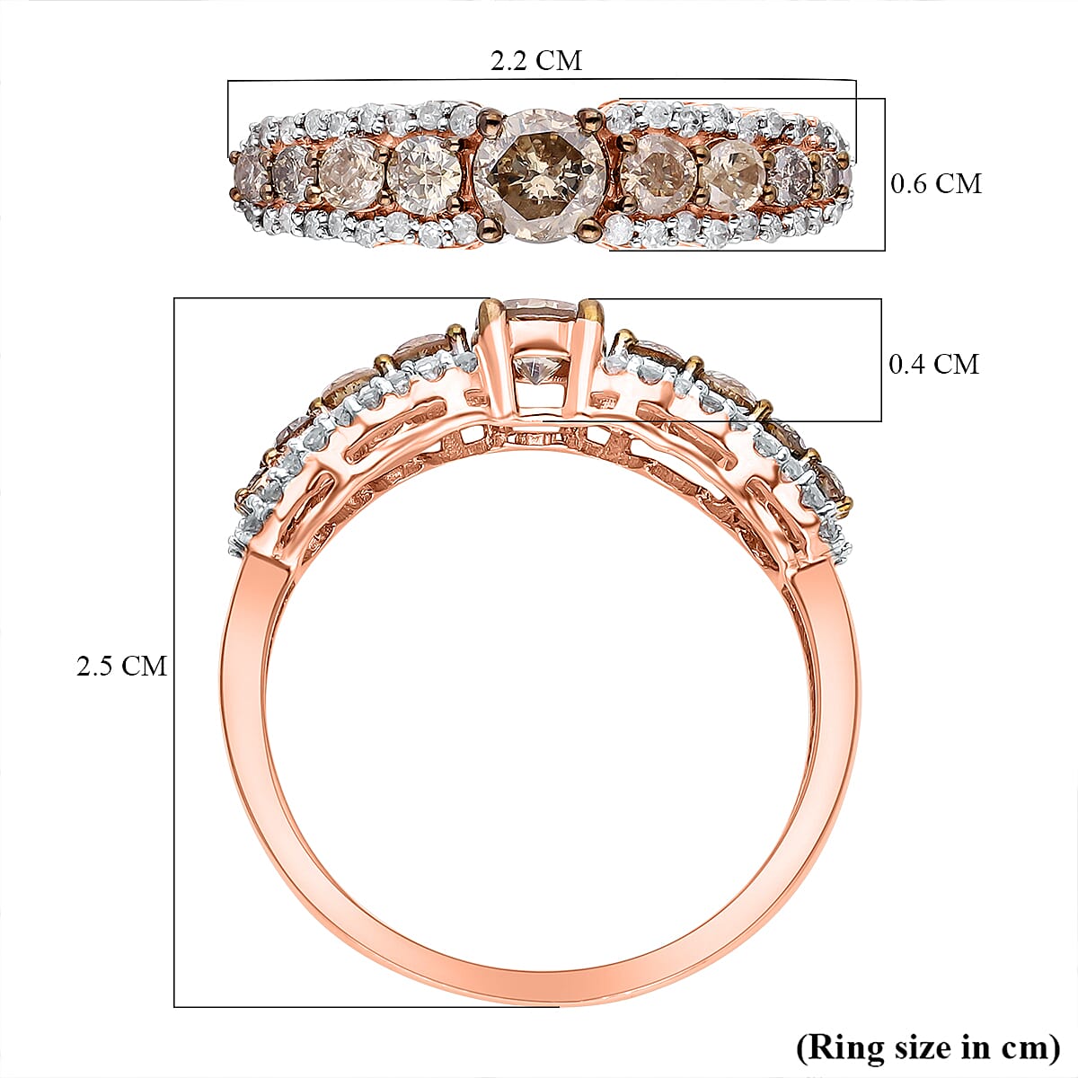 9K Rose Gold SGL Certified Natural Champagne Diamond and Diamond (G-H) Ring 1.00 Ct. 7193066 11