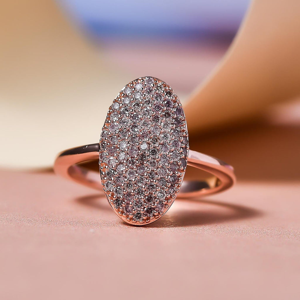 9K Rose Gold SGL Certified Natural Pink Diamond Cluster Ring 0.50 Ct.