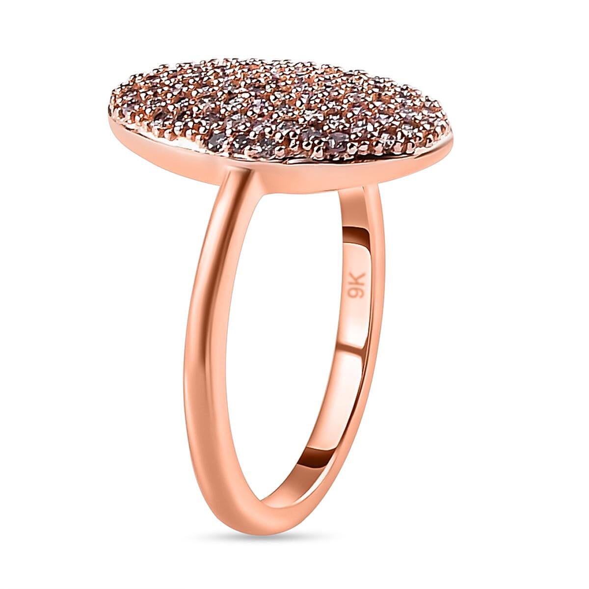 9K Rose Gold SGL Certified Natural Pink Diamond Cluster Ring 0.50 Ct. 7197689 7