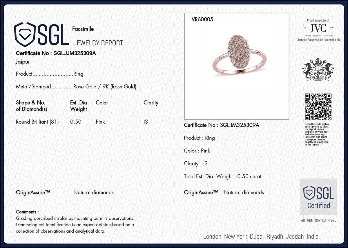 9K Rose Gold SGL Certified Natural Pink Diamond Cluster Ring 0.50 Ct. 7197689 16