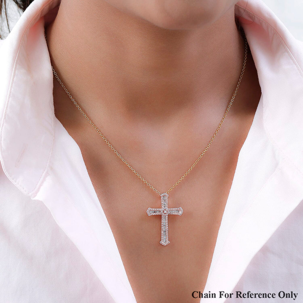 9K Rose Gold SGL Certified Natural Pink Diamond Cross Pendant 0.60 Ct.