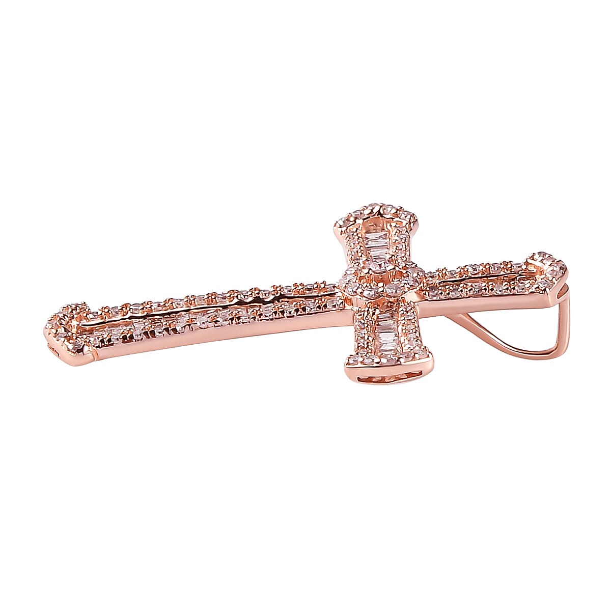 9K Rose Gold SGL Certified Natural Pink Diamond Cross Pendant 0.60 Ct. 7166790 4