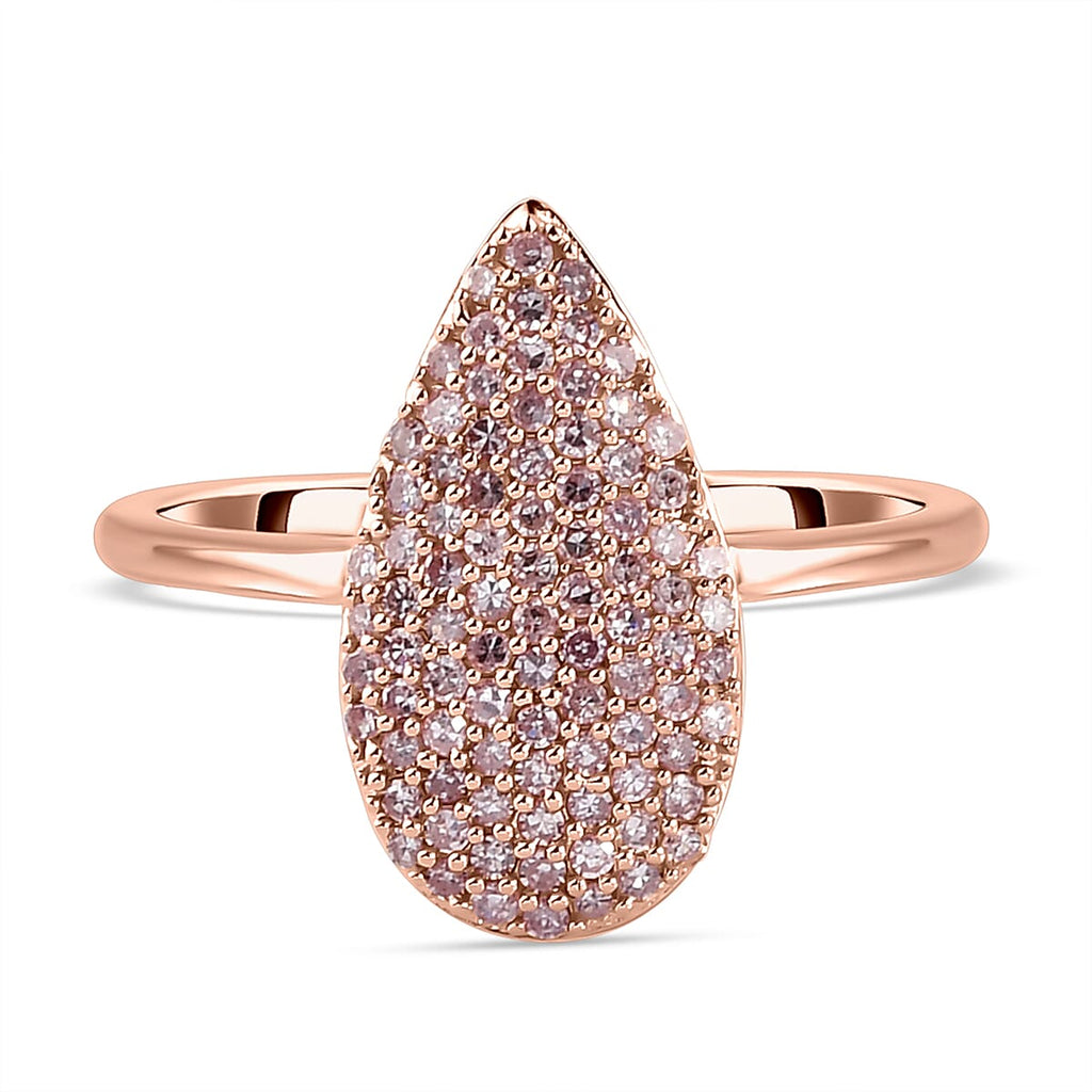 9K Rose Gold SGL Certified Natural Pink Diamond Ring 0.53 Ct.