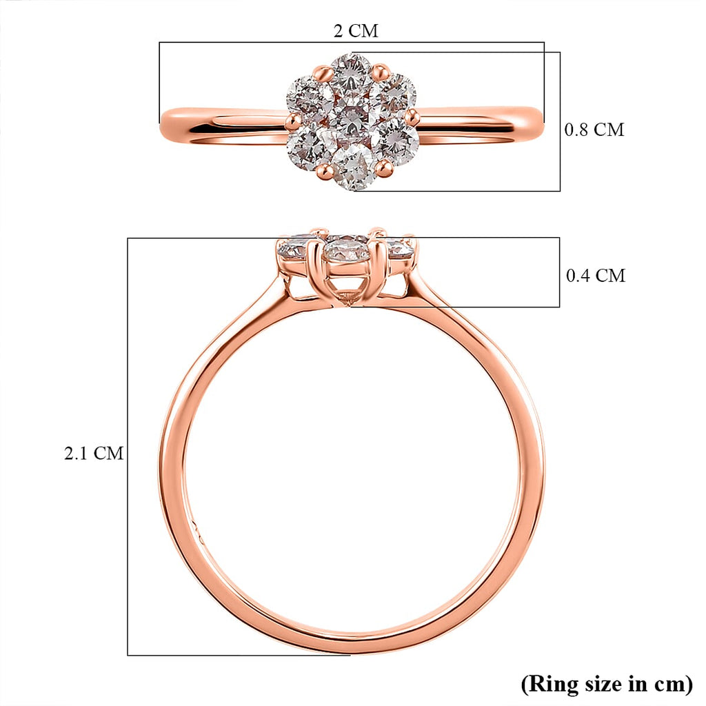 9K Rose Gold SGL Certified Natural Pink Diamond Ring 0.50 Ct.