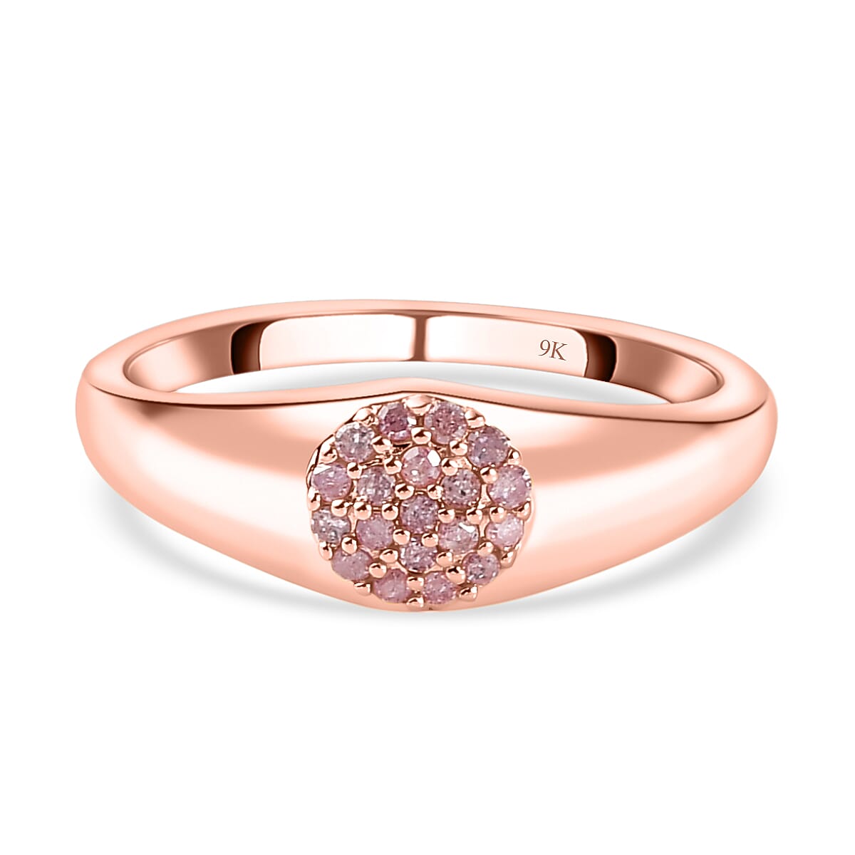 9K Rose Gold SGL Certified Pink Diamond I3 Cluster Ring 0.15 Ct 7163642 0