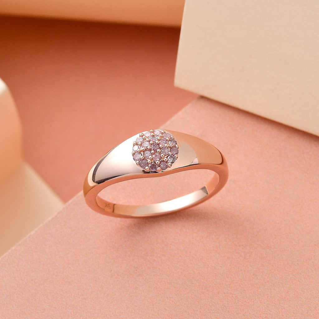 9K Rose Gold SGL Certified Pink Diamond (I3) Ring 0.15 Ct.