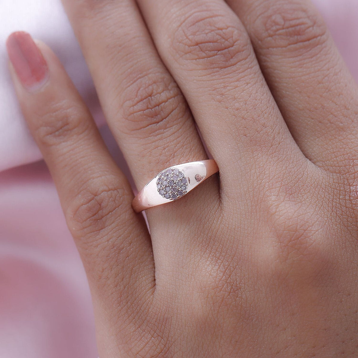 9K Rose Gold SGL Certified Pink Diamond I3 Cluster Ring 0.15 Ct 7163642 3