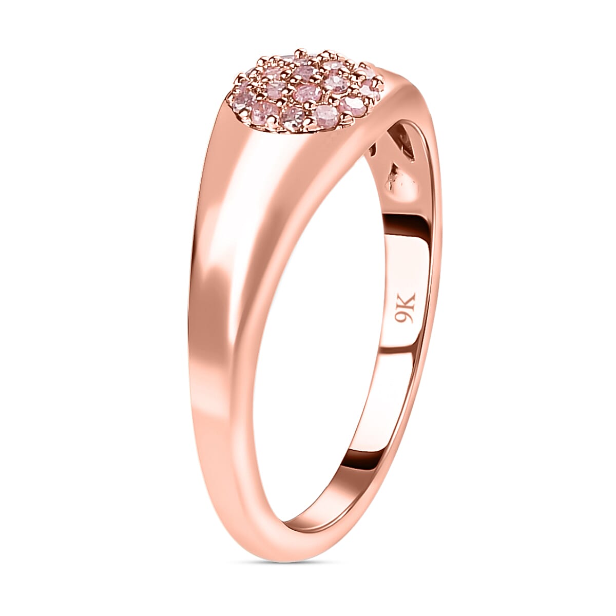 9K Rose Gold SGL Certified Pink Diamond I3 Cluster Ring 0.15 Ct 7163642 4