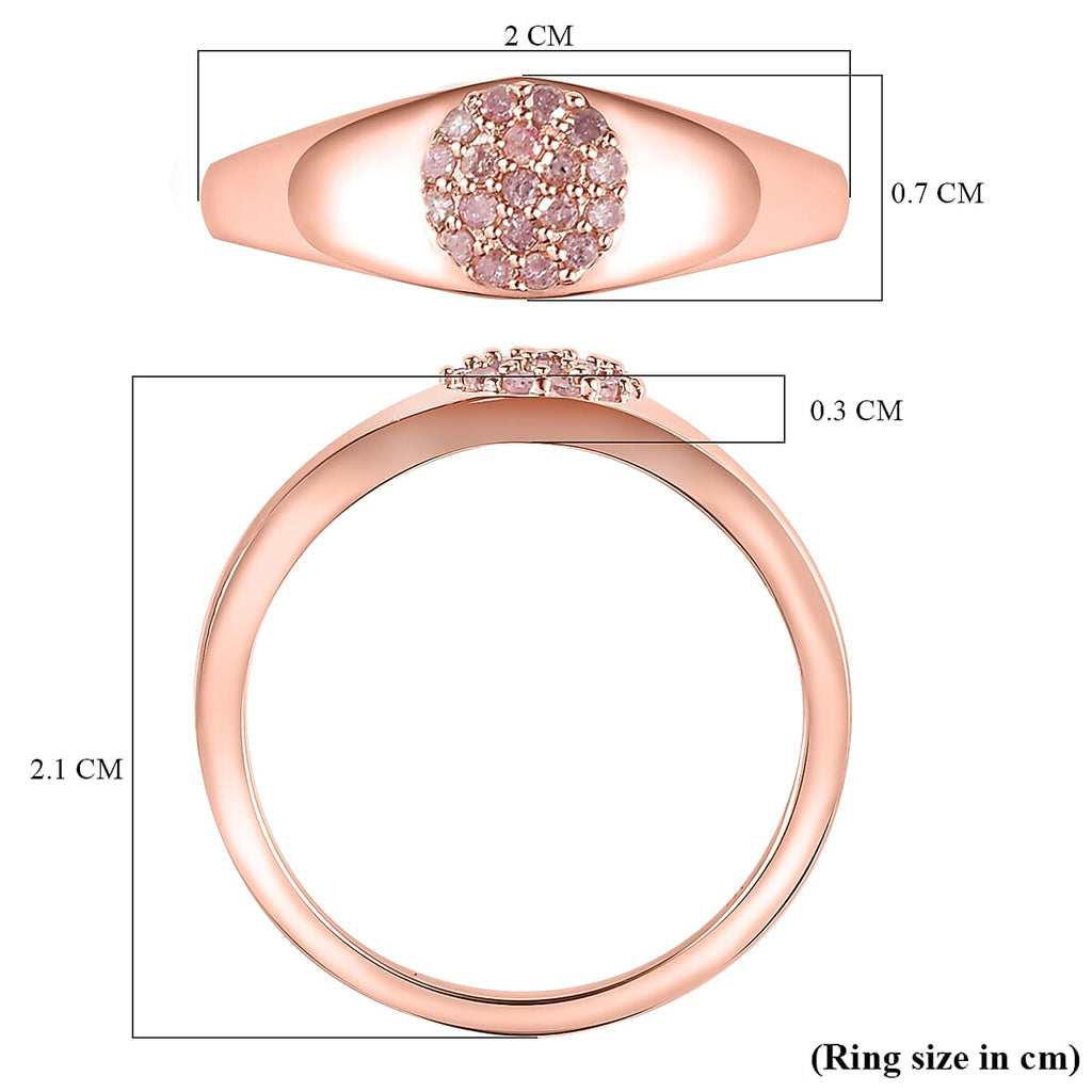 9K Rose Gold SGL Certified Pink Diamond (I3) Ring 0.15 Ct.