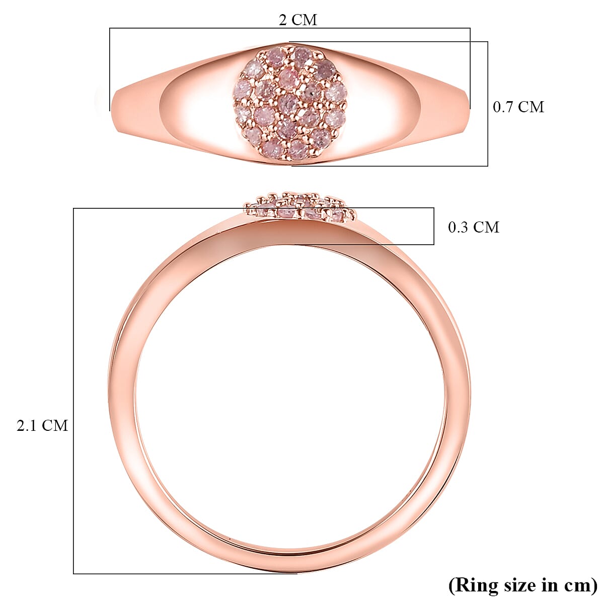 9K Rose Gold SGL Certified Pink Diamond I3 Cluster Ring 0.15 Ct 7163642 6