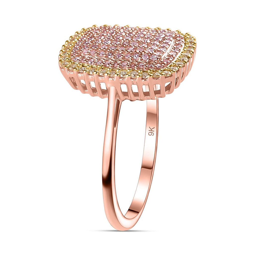 Steves Find - 9K Rose Gold SGL Certified Pink Diamond & Natural Yellow Diamond Ring 0.51 Ct.