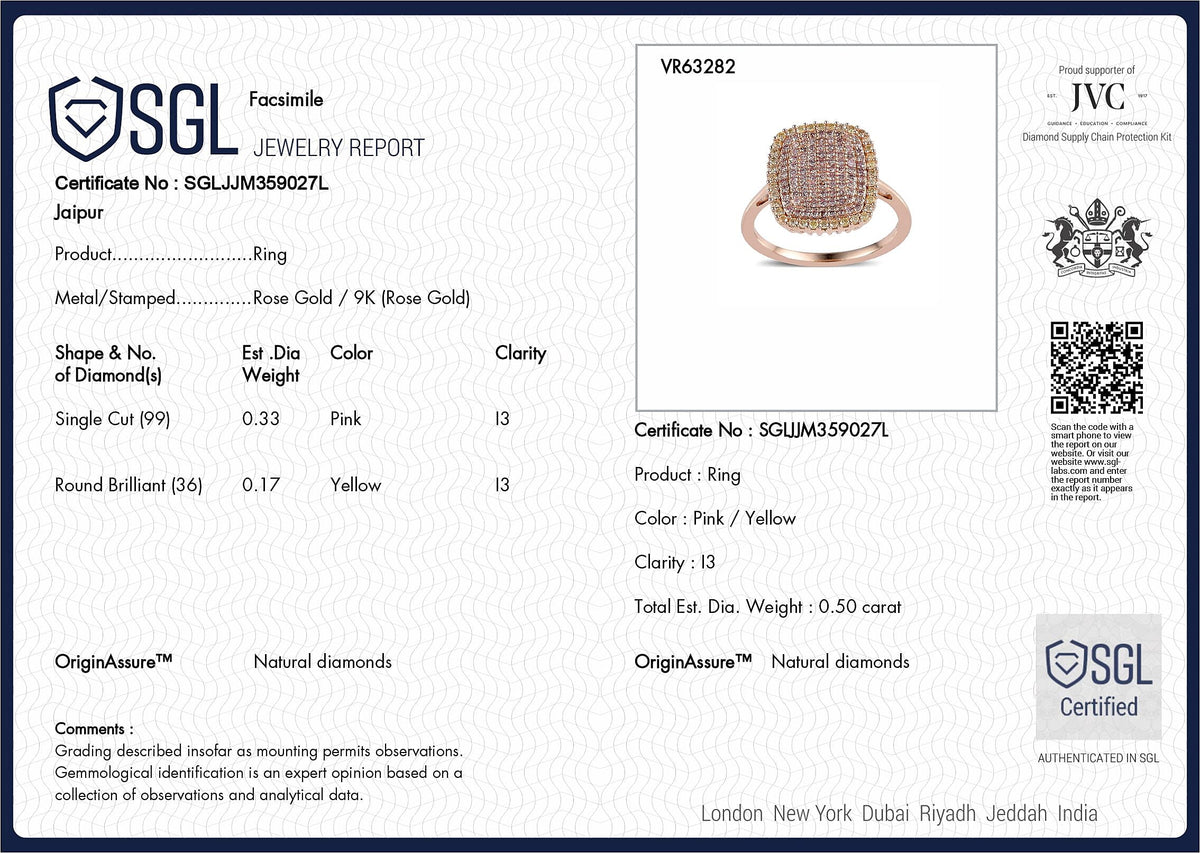 Steves Find - 9K Rose Gold SGL Certified Pink Diamond &amp; Natural Yellow Diamond Ring 0.51 Ct. 7709111 6