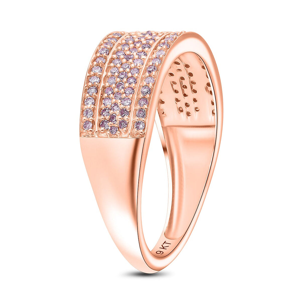 9K Rose Gold SGL Certified Pink Diamond & White Diamond Band Ring, 0.51 Ct.