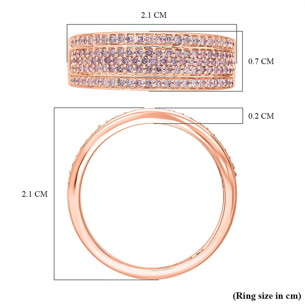 9K Rose Gold SGL Certified Pink Diamond & White Diamond Band Ring, 0.51 Ct.