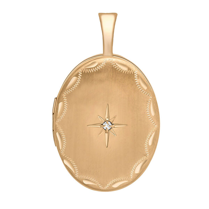 9K Rose Gold Diamond Set 16mm x 25mm Etched Oval Locket 7344143 1