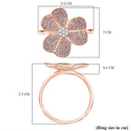 9K Rose Gold SGL Certified White Diamond & Pink Diamond Floral Ring 0.50 Ct, Gold Wt. 3.20 Gms.