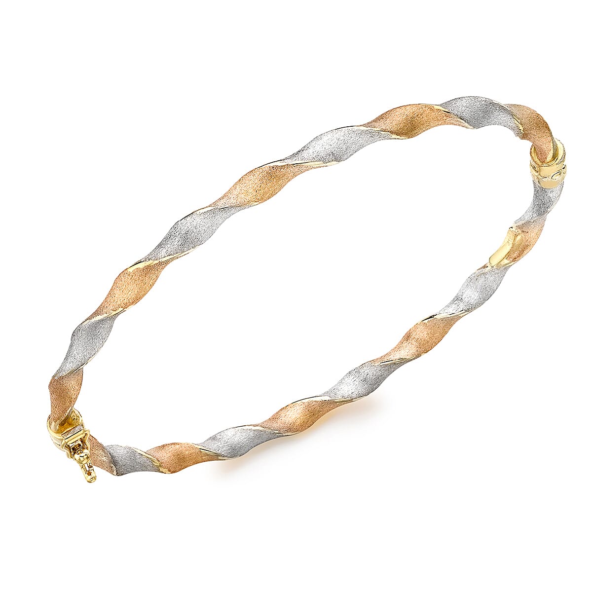 9K Three Colour Gold 4mm Satin Twist Bangle 7193176 0
