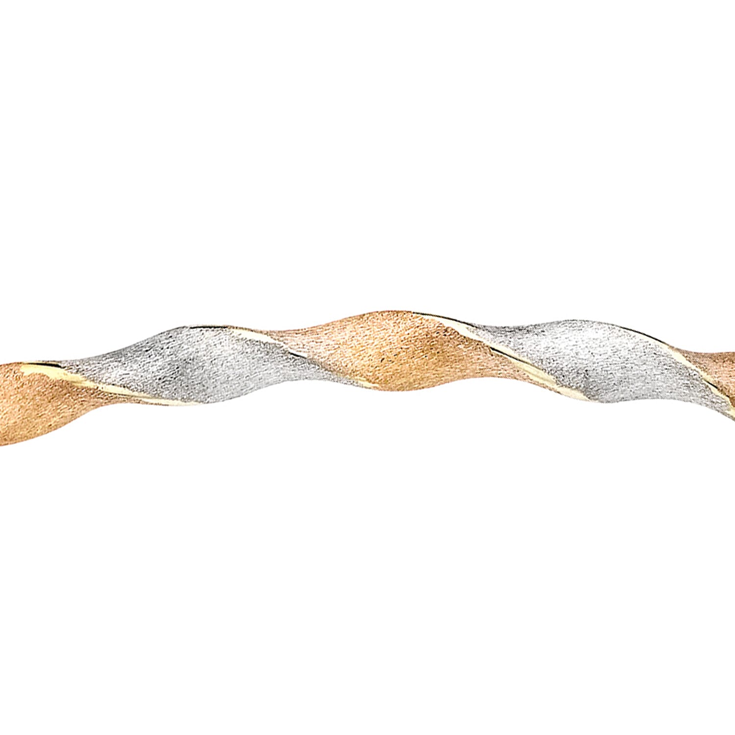 9K Three Colour Gold 4mm Satin Twist Bangle 7193176 4