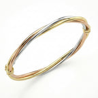 9K Three Colour Gold 4mm Twist Tube Bangle