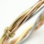 9K Three Colour Gold 4mm Twist Tube Bangle