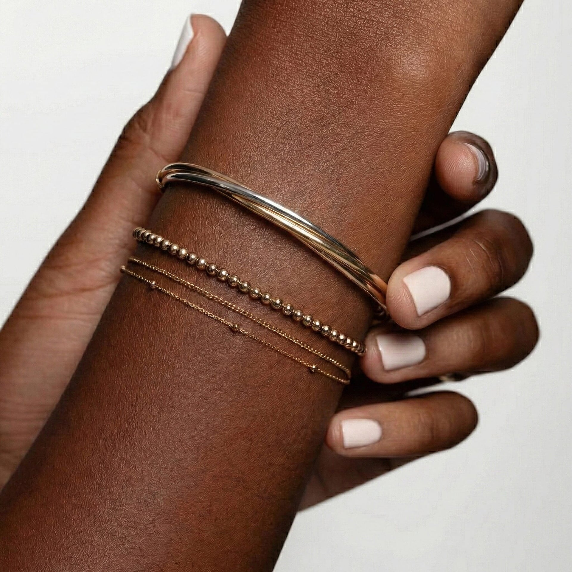 9K Three Colour Gold 4mm Twist Tube Bangle 7193171 6