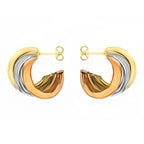 9K Three Colour Gold 9mm X 15mm Russian Style Stud Earrings