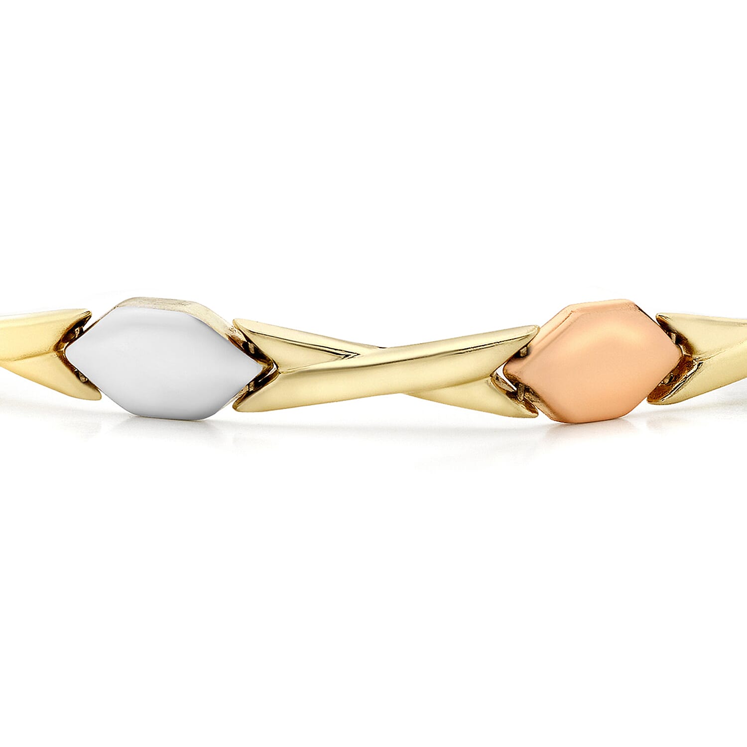 9K Three Colour Gold Hugs And Kisses Link Bracelet 7.5 Inch 7193231 1