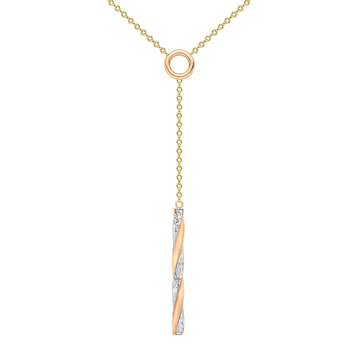 9K Three Tone Gold 2.5mm X 32.5mm Diamond Cut Twist Bar Adjustable Necklace 16 to 17 Inch 7189971 1