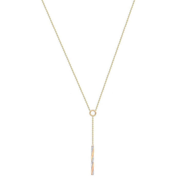 9K Three Tone Gold 2.5mm X 32.5mm Diamond Cut Twist Bar Adjustable Necklace 16 to 17 Inch 7189971 2