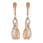 9K 2 Tone Gold 39.5mm Filigree Open Twist Drop Earrings