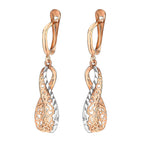9K 2 Tone Gold 39.5mm Filigree Open Twist Drop Earrings