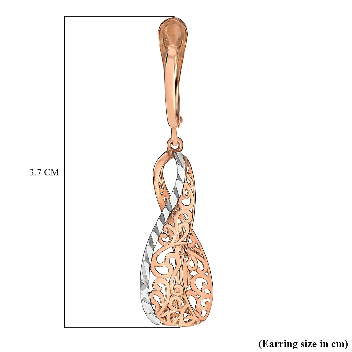 9K 2 Tone Gold 39.5mm Filigree Open Twist Drop Earrings 8894756 3