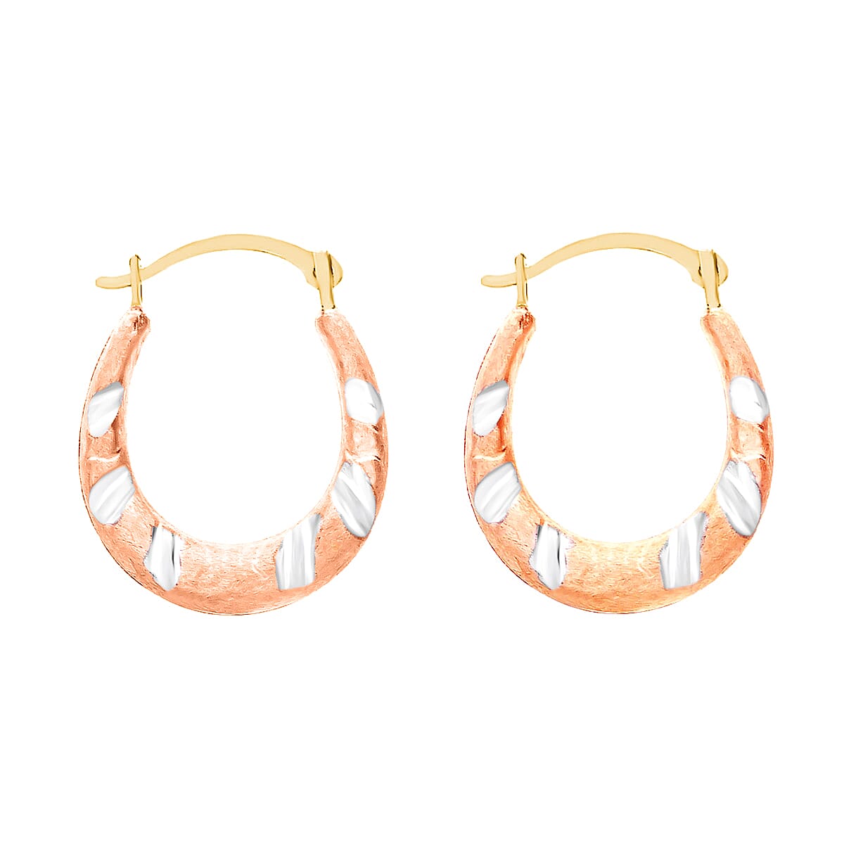 9K Tri Colour Gold 12MM X 15MM Patterned Creole Earrings 0.37 grams 6093004 2