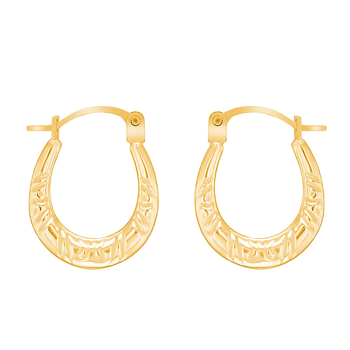 9K Tri Colour Gold 12MM X 15MM Patterned Creole Earrings 0.37 grams 6093004 3