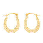 9K Tri Colour Gold 12MM X 15MM Patterned Creole Earrings 0.37 grams