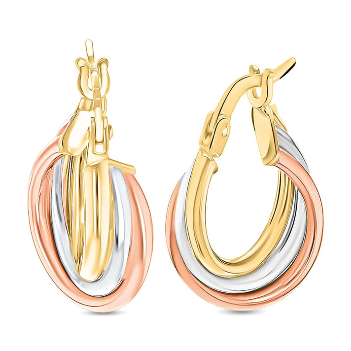 9K Tri Colour Gold 14MM X 18MM Twist Creole Hoop Earrings 1.6 grams 6093011 1