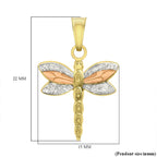 Hatton Garden Close Out Deal - 9K Tri Colour Gold Dragonfly Pendant