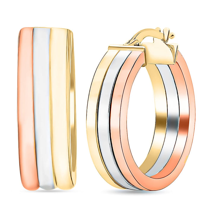9K Tri Colour Gold 18MM Supreme Finish Creole Hoop Earrings 3.5 grams 6093006 1