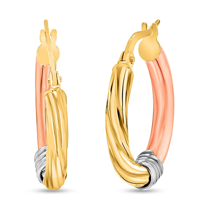 9K Tri Colour Gold 20MM Creole Hoop Earrings 2.4 grams 6093003 1