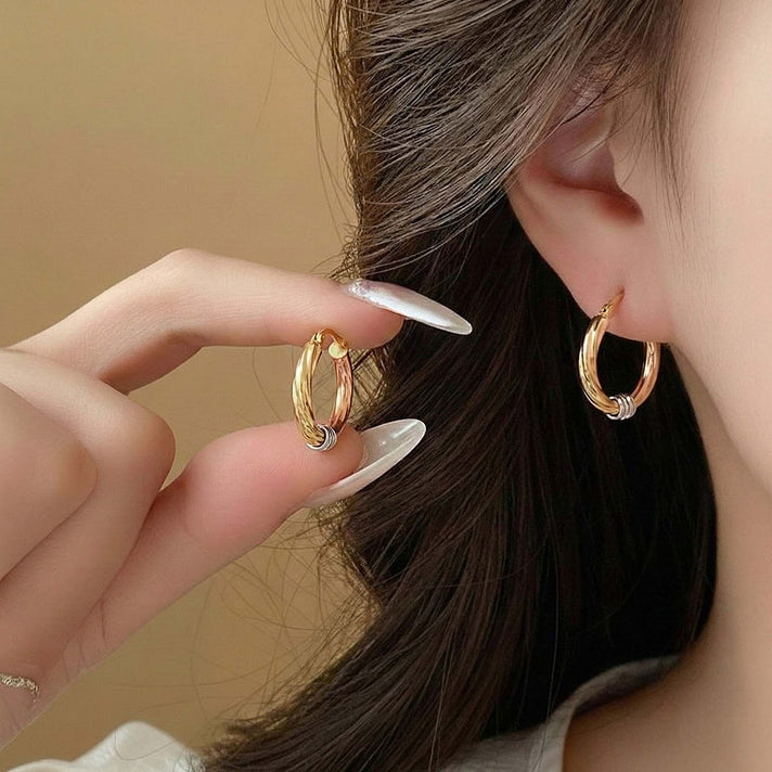 9K Tri Colour Gold 20MM Creole Hoop Earrings 2.4 grams 6093003 2