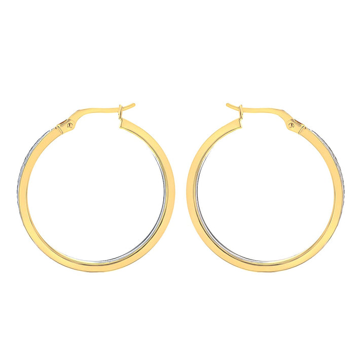 9K Tri Colour Gold 22MM Diamond Cut Creole Hoop Earrings 2.8 grams 6093009 2